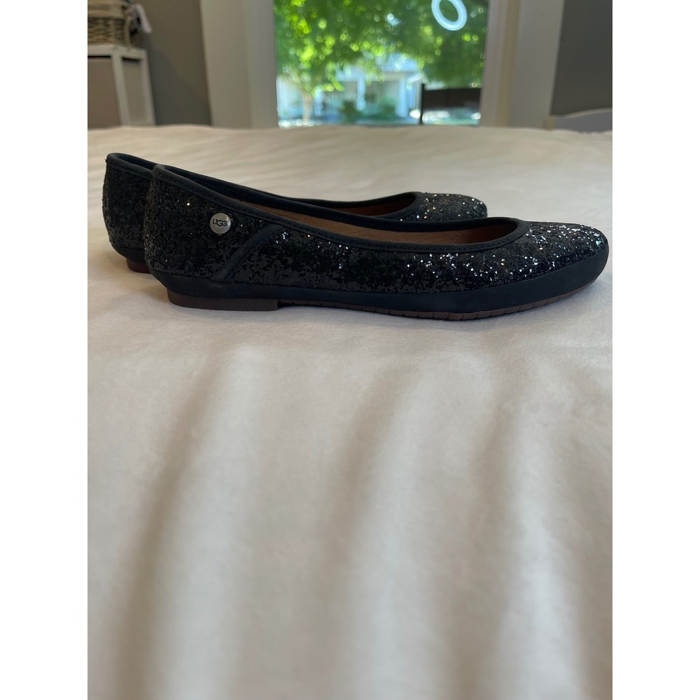 UGG Antora Glitter Black Ballet Flats Shoes‎ Sparkle Women 5.5